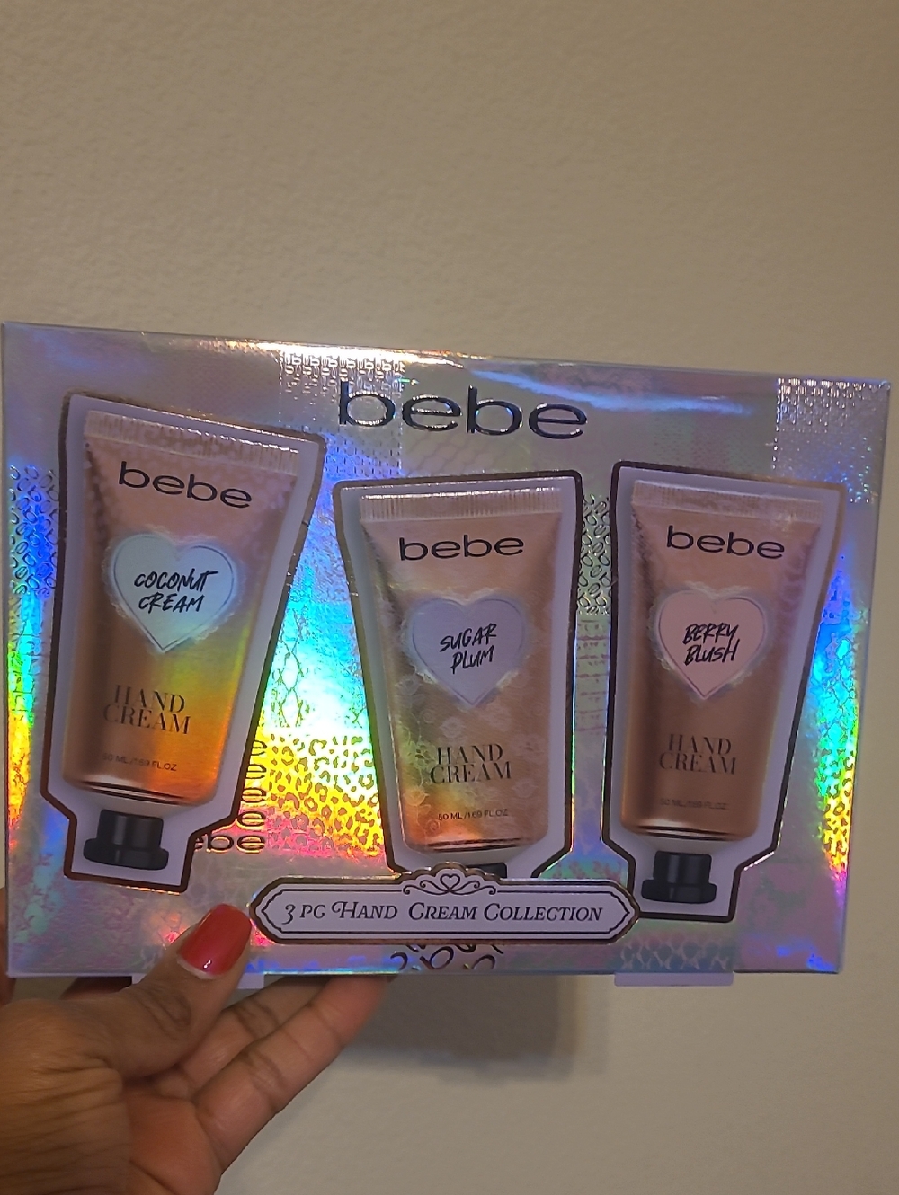 bebe 3-Piece Hand Cream Set - Rose Gold Holographic Packaging